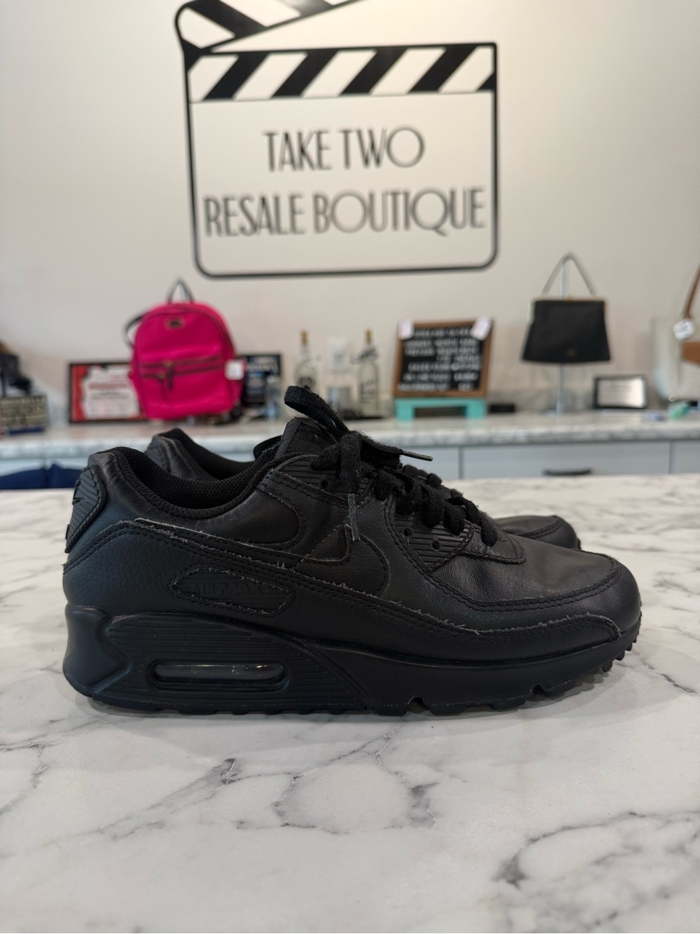 Nike Air Max 90 Leather 'Triple Black' CZ5594 001 size 8